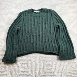 LOFT Ribbed Pullover Sweater Women's Small Green Earthy Forestcore Cozy Grunge